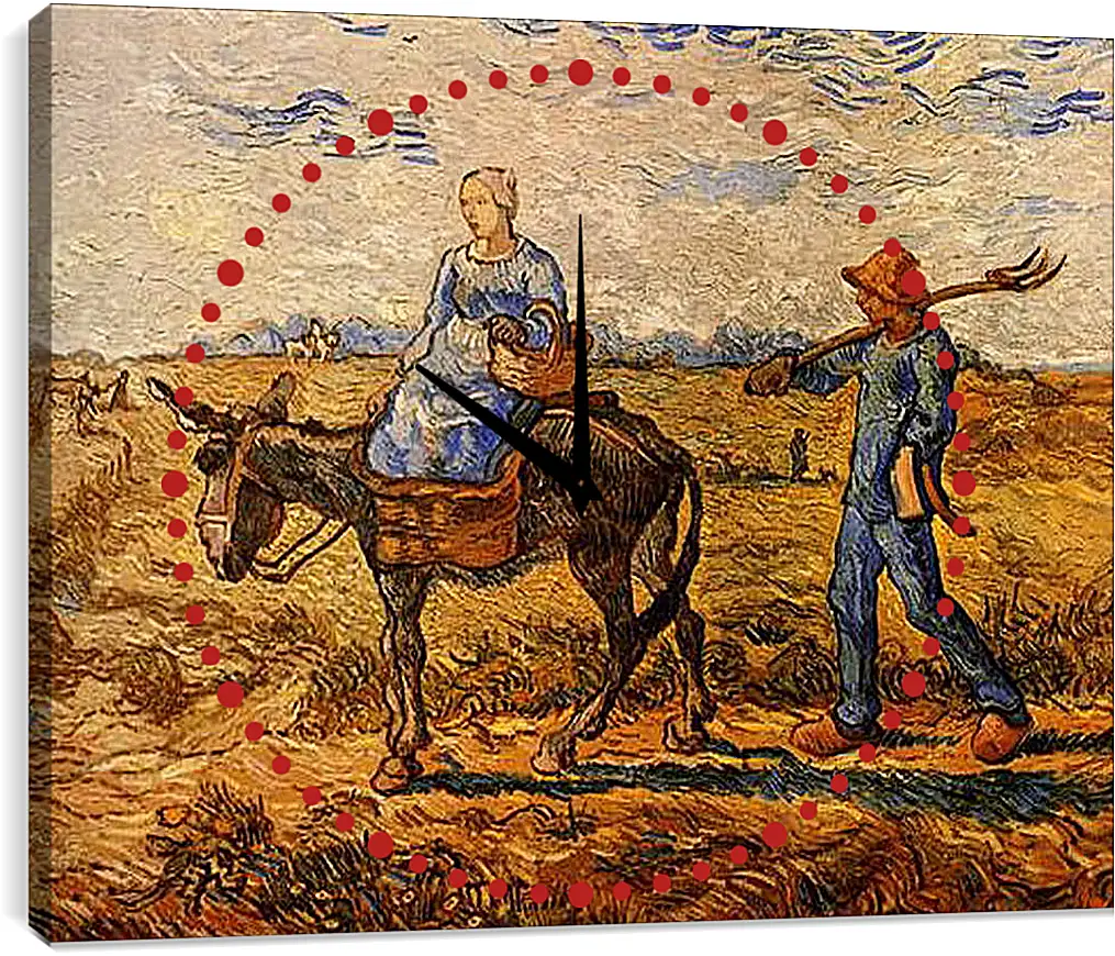 Часы картина - Morning Peasant Couple Going to Work. Винсент Ван Гог