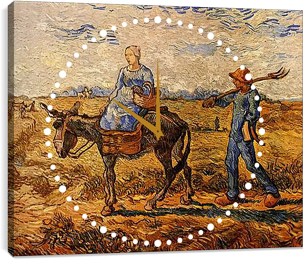 Часы картина - Morning Peasant Couple Going to Work. Винсент Ван Гог