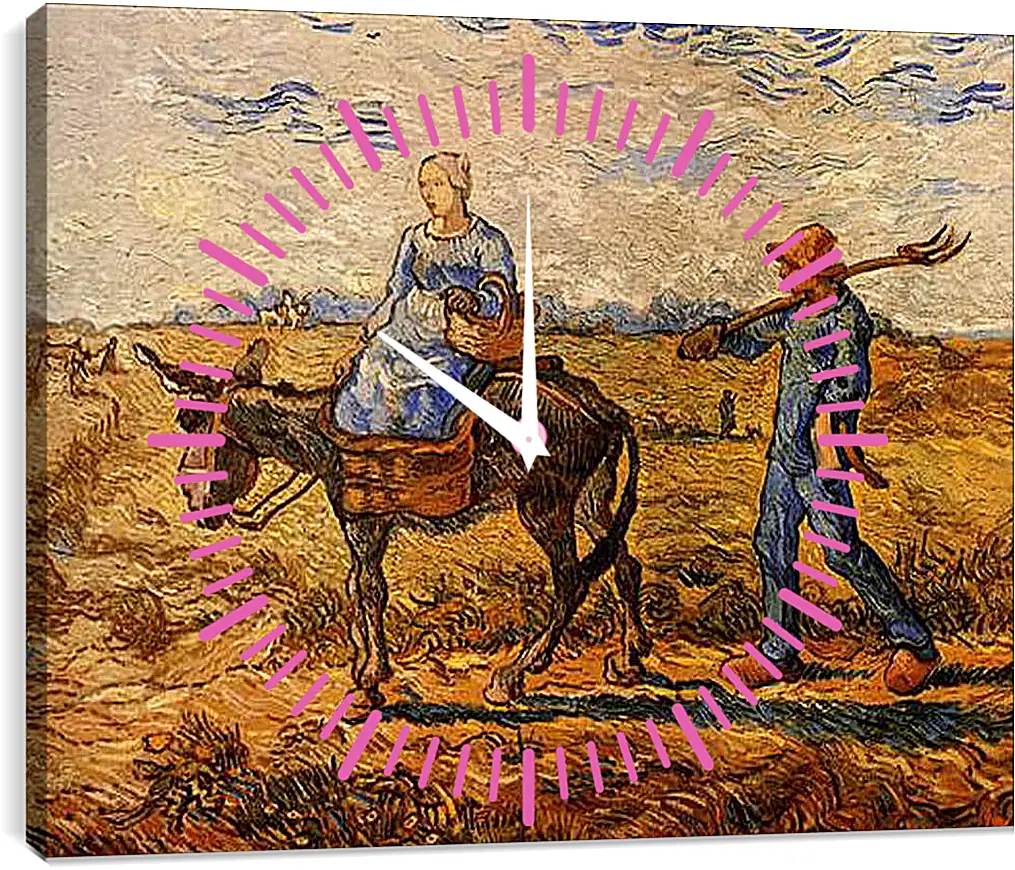 Часы картина - Morning Peasant Couple Going to Work. Винсент Ван Гог