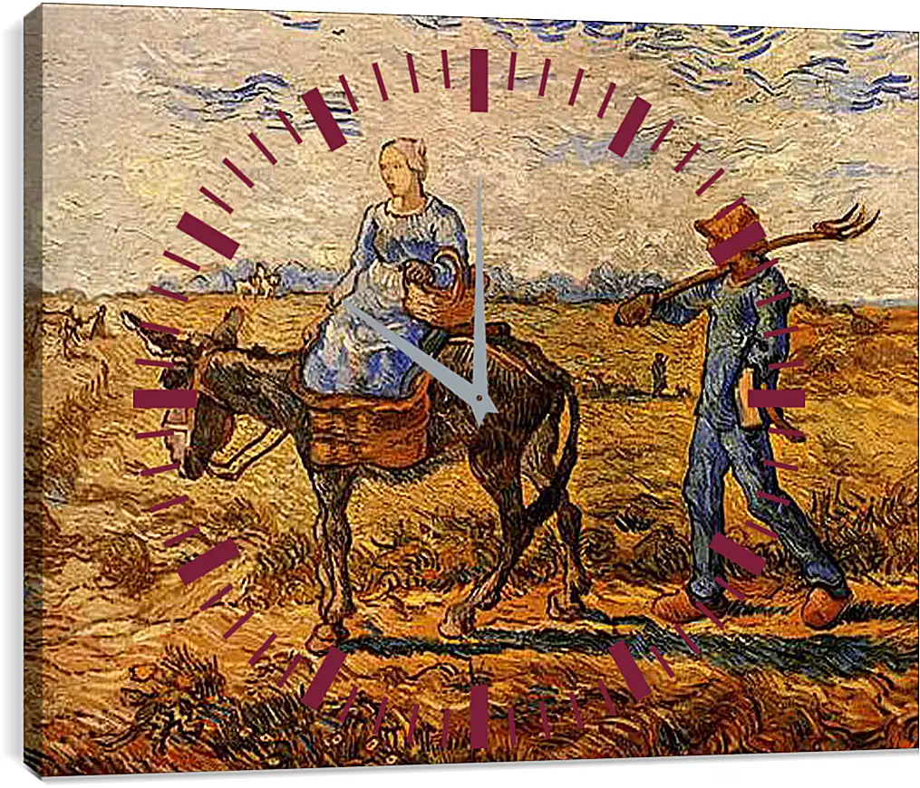 Часы картина - Morning Peasant Couple Going to Work. Винсент Ван Гог