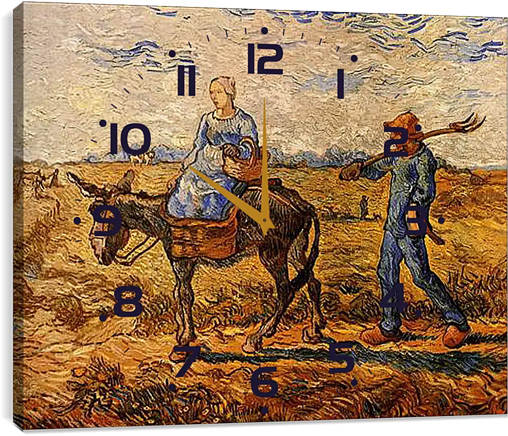 Часы картина - Morning Peasant Couple Going to Work. Винсент Ван Гог