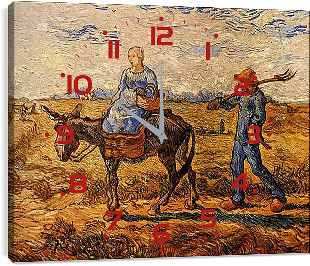 Часы картина - Morning Peasant Couple Going to Work. Винсент Ван Гог