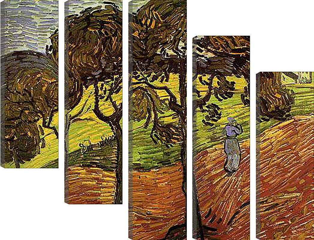 Модульная картина - Landscape with Trees and Figures. Винсент Ван Гог