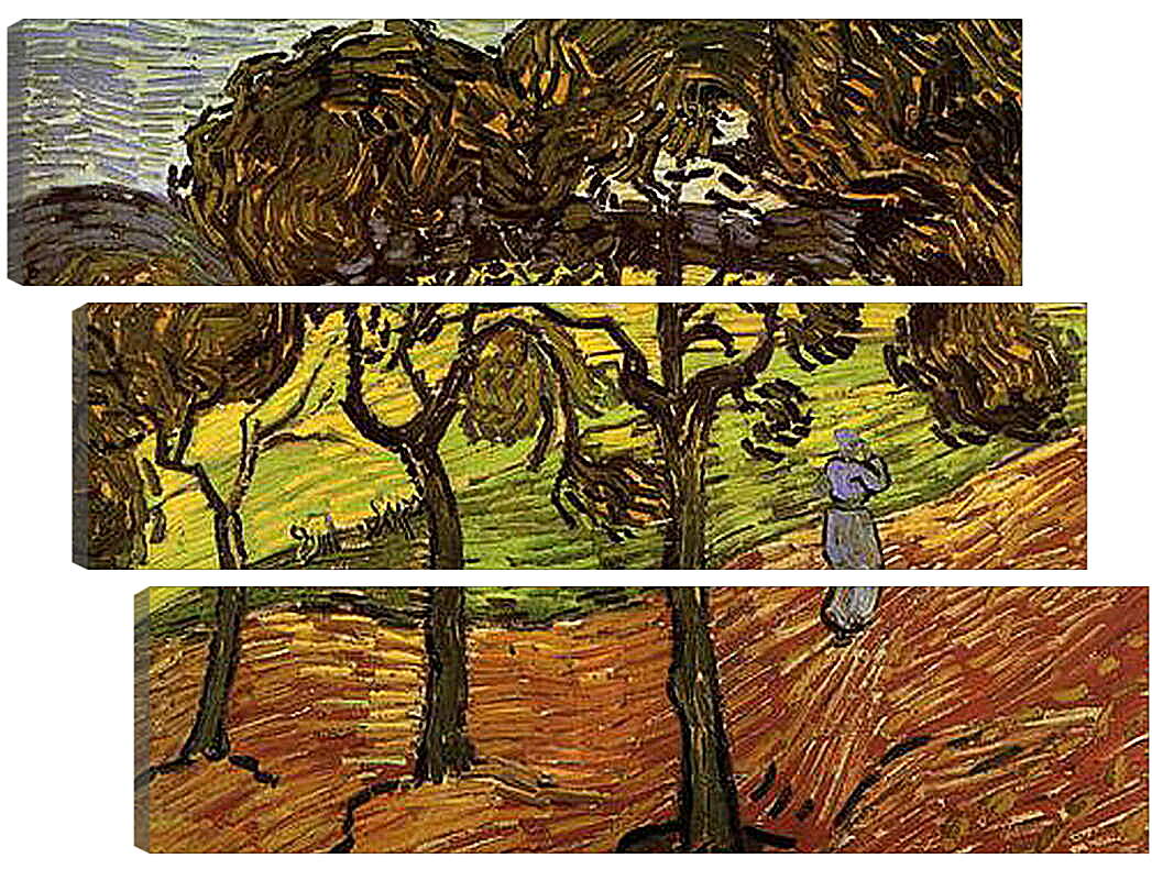 Модульная картина - Landscape with Trees and Figures. Винсент Ван Гог