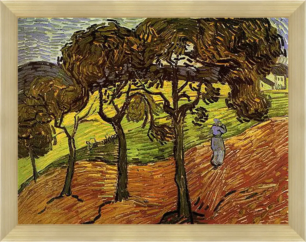 Картина в раме - Landscape with Trees and Figures. Винсент Ван Гог