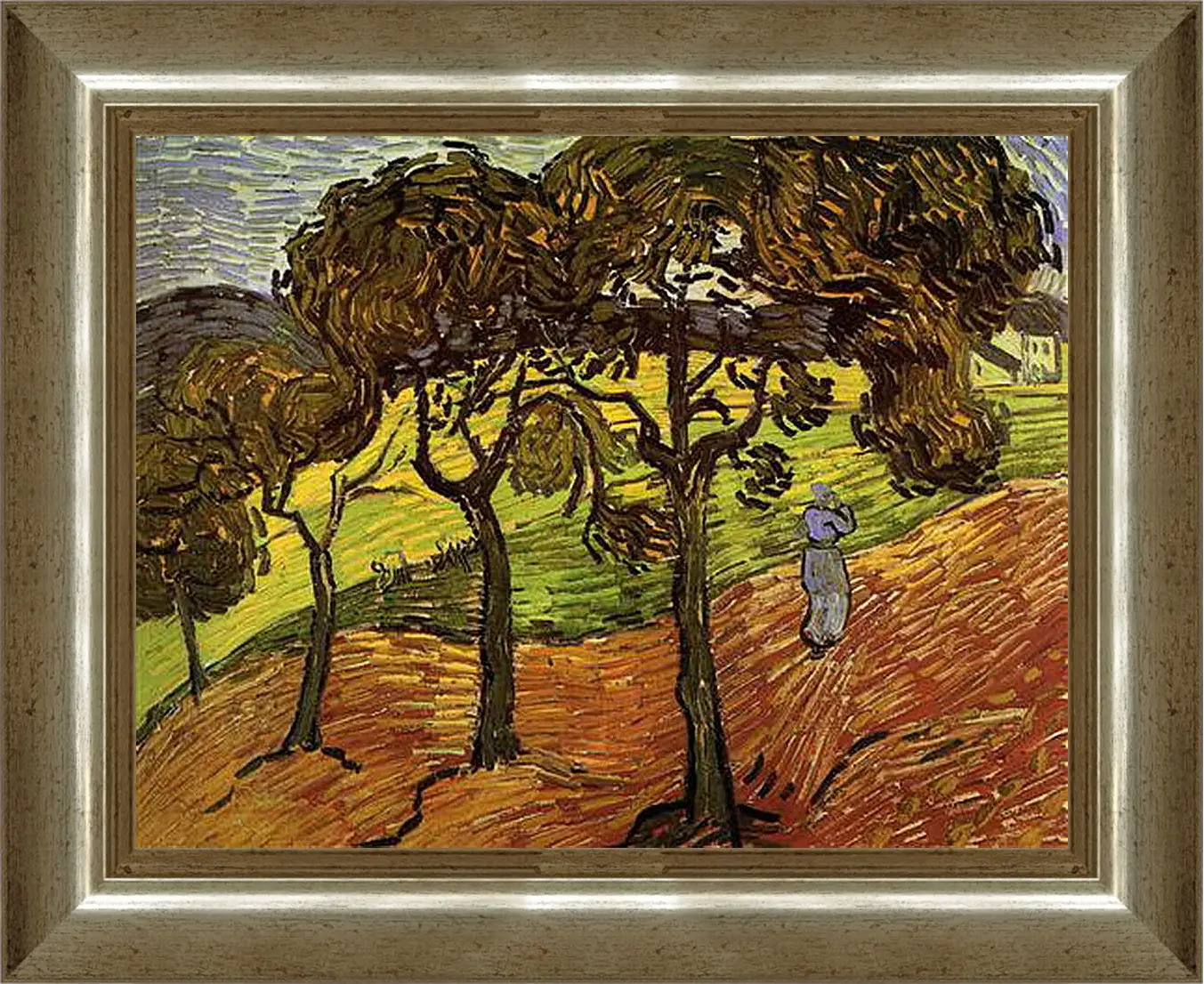 Картина в раме - Landscape with Trees and Figures. Винсент Ван Гог