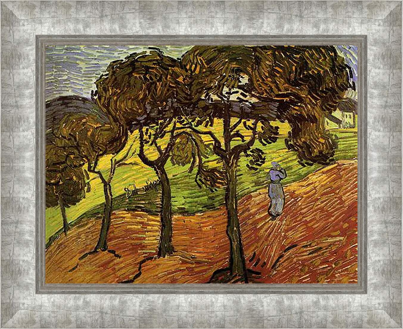 Картина в раме - Landscape with Trees and Figures. Винсент Ван Гог
