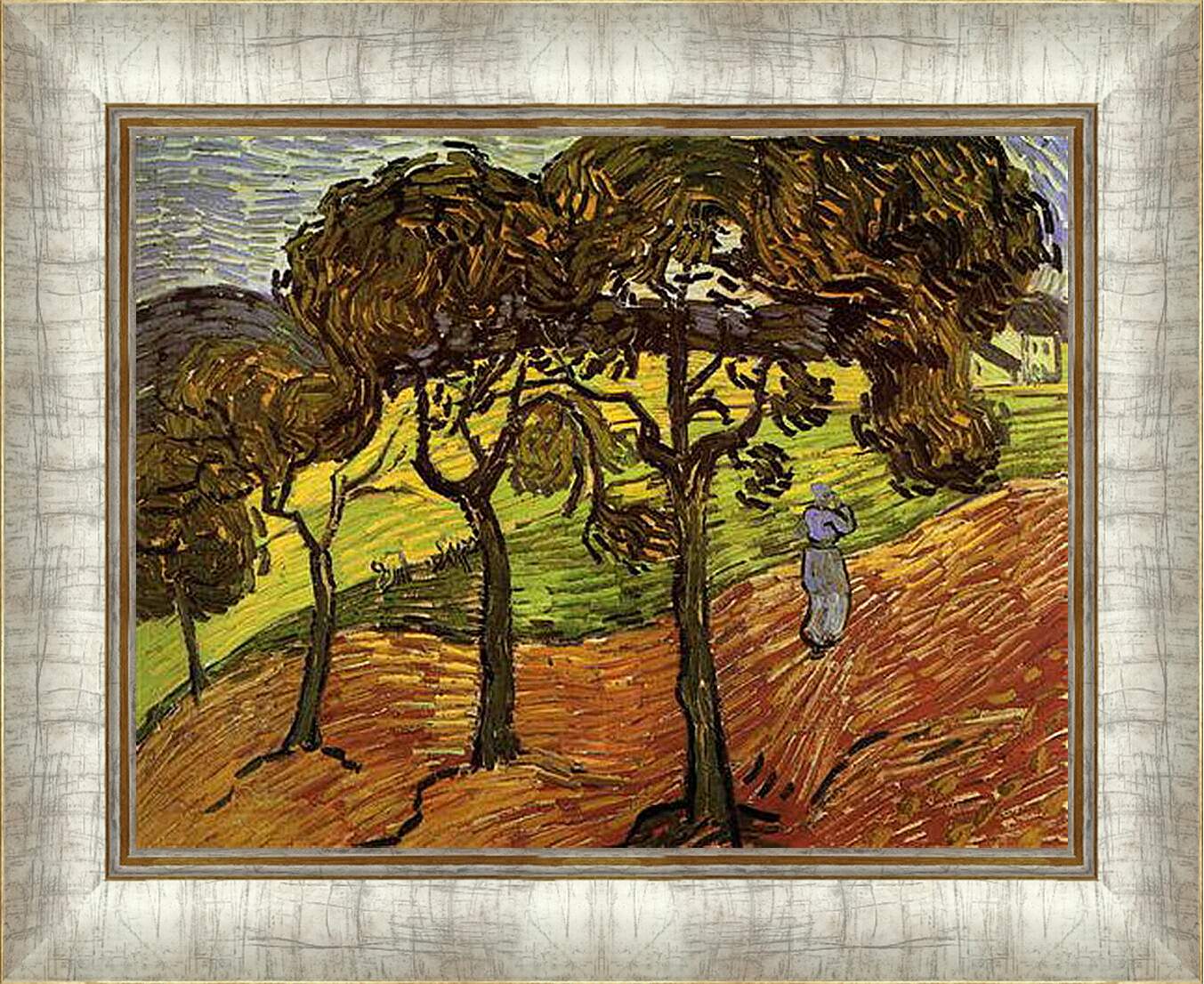 Картина в раме - Landscape with Trees and Figures. Винсент Ван Гог