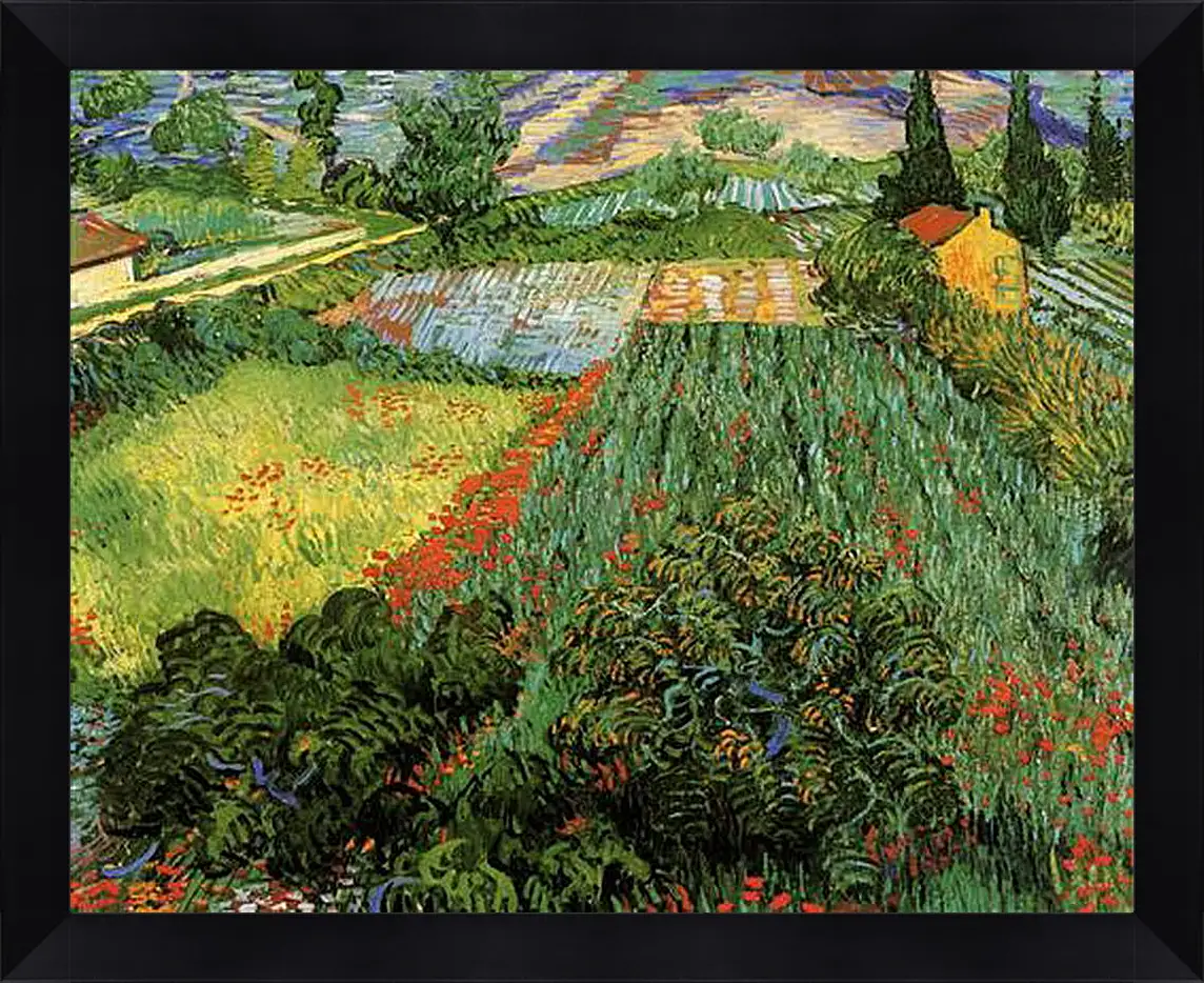 Картина в раме - Field with Poppies. Винсент Ван Гог
