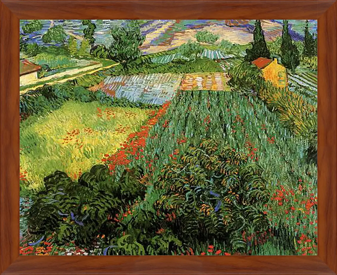 Картина в раме - Field with Poppies. Винсент Ван Гог