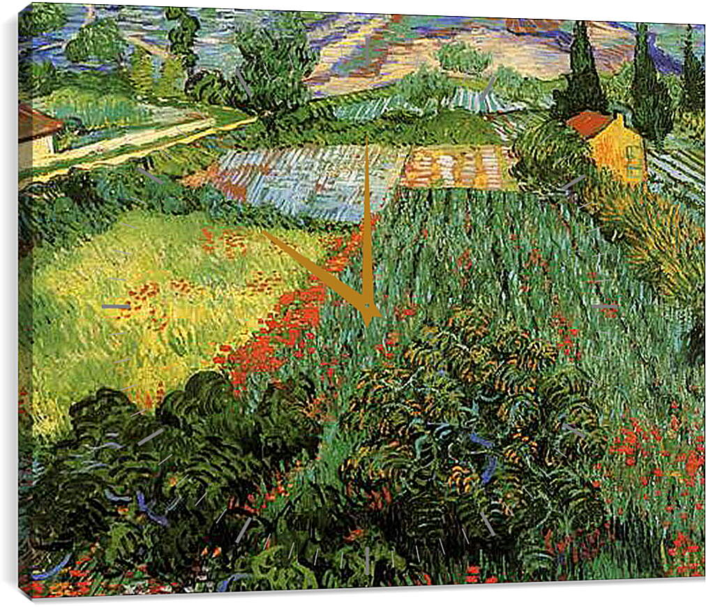 Часы картина - Field with Poppies. Винсент Ван Гог
