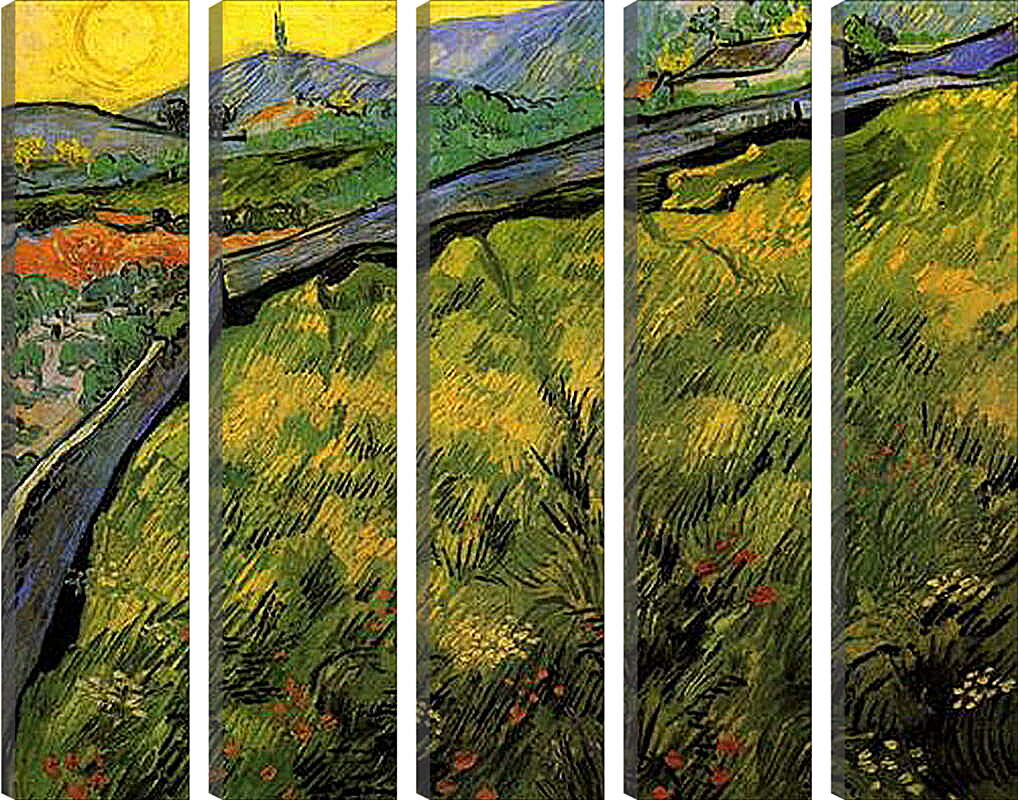 Модульная картина - Field of Spring Wheat at Sunrise. Винсент Ван Гог