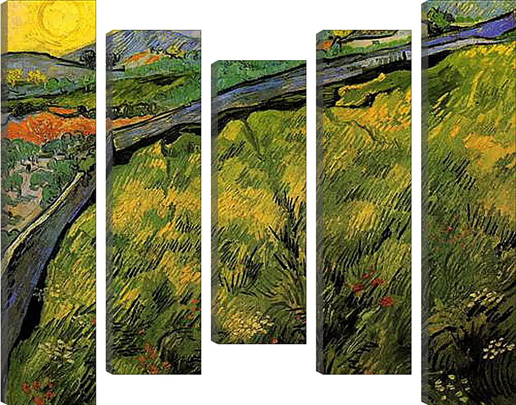 Модульная картина - Field of Spring Wheat at Sunrise. Винсент Ван Гог
