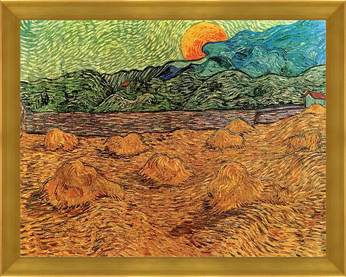 Картина в раме - Evening Landscape with Rising Moon. Винсент Ван Гог