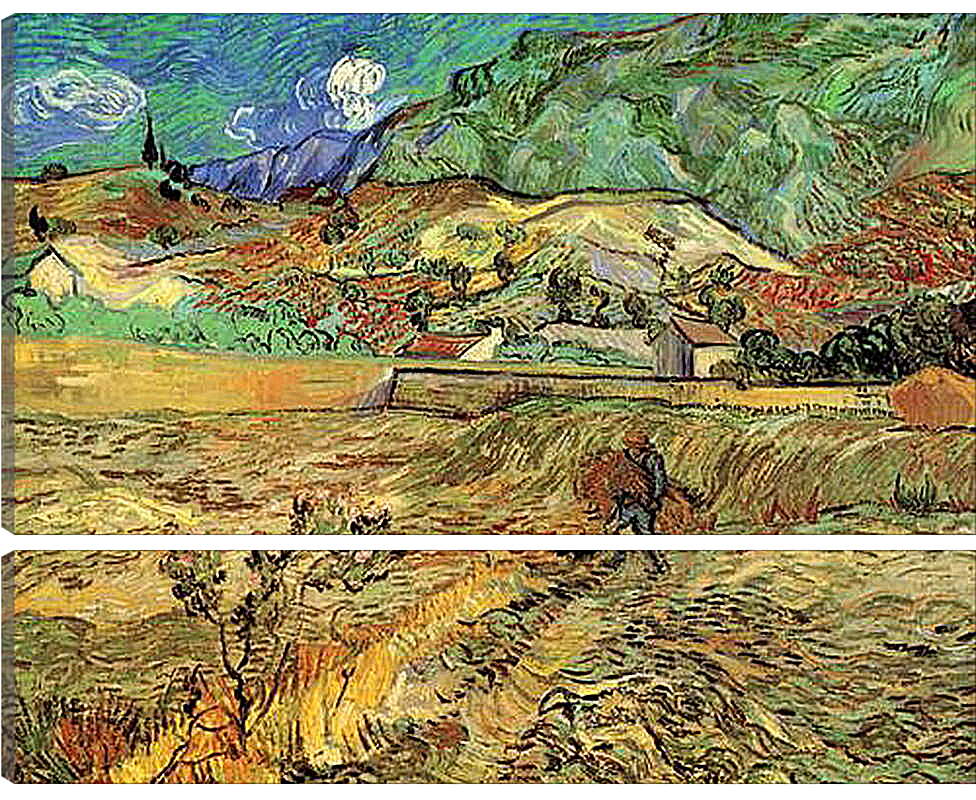 Модульная картина - Enclosed Wheat Field with Peasant. Винсент Ван Гог