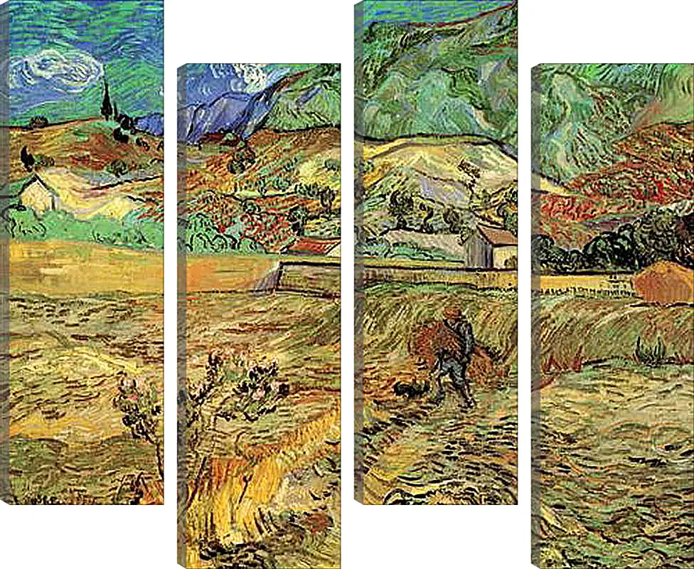 Модульная картина - Enclosed Wheat Field with Peasant. Винсент Ван Гог