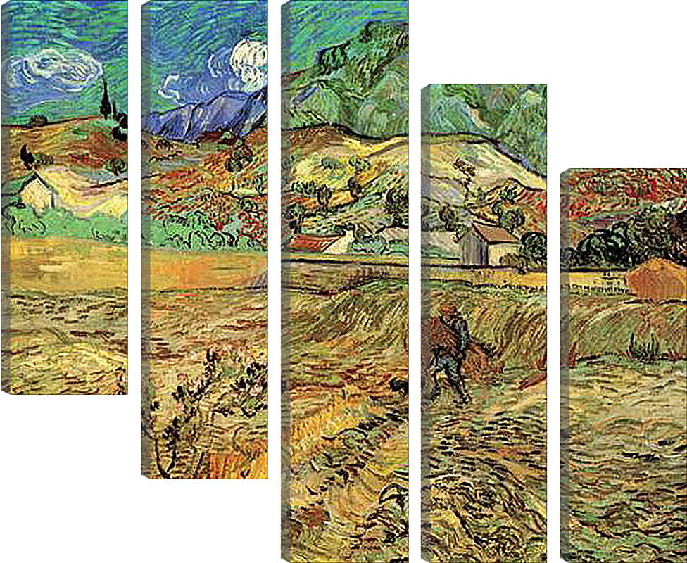 Модульная картина - Enclosed Wheat Field with Peasant. Винсент Ван Гог
