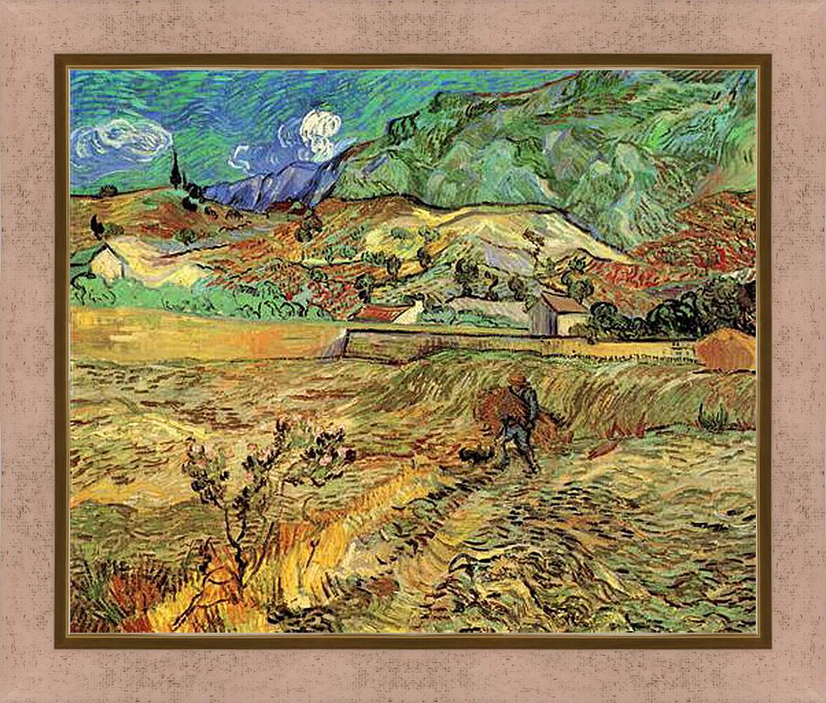 Картина в раме - Enclosed Wheat Field with Peasant. Винсент Ван Гог