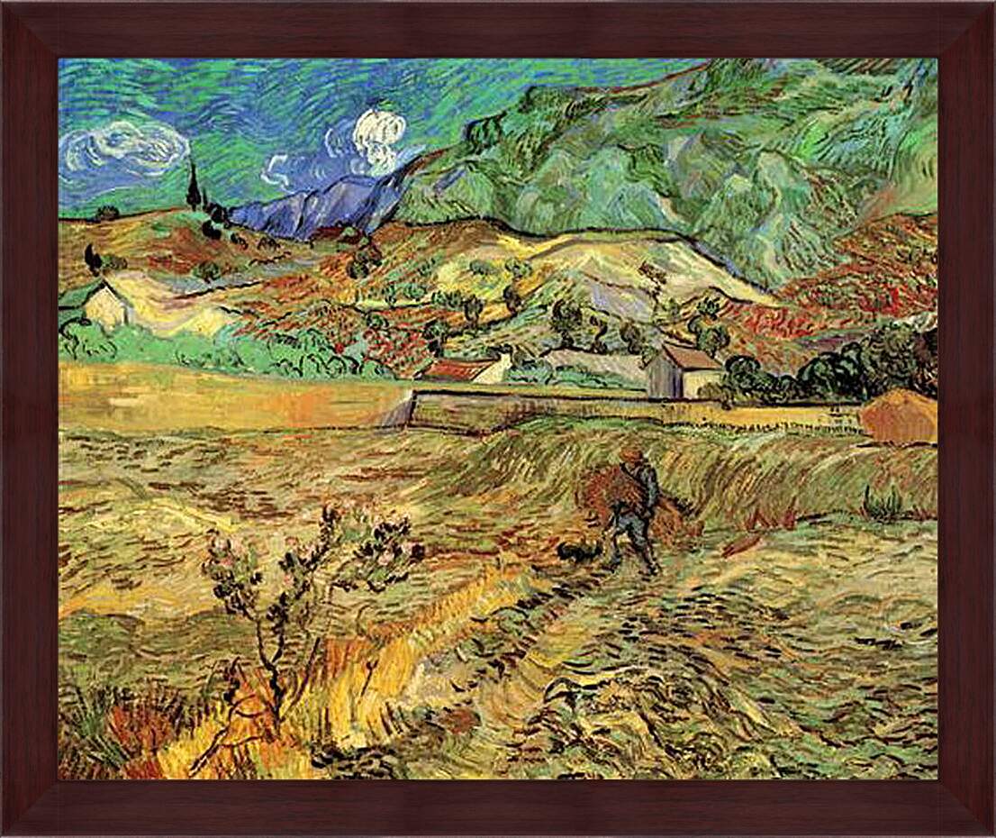 Картина в раме - Enclosed Wheat Field with Peasant. Винсент Ван Гог