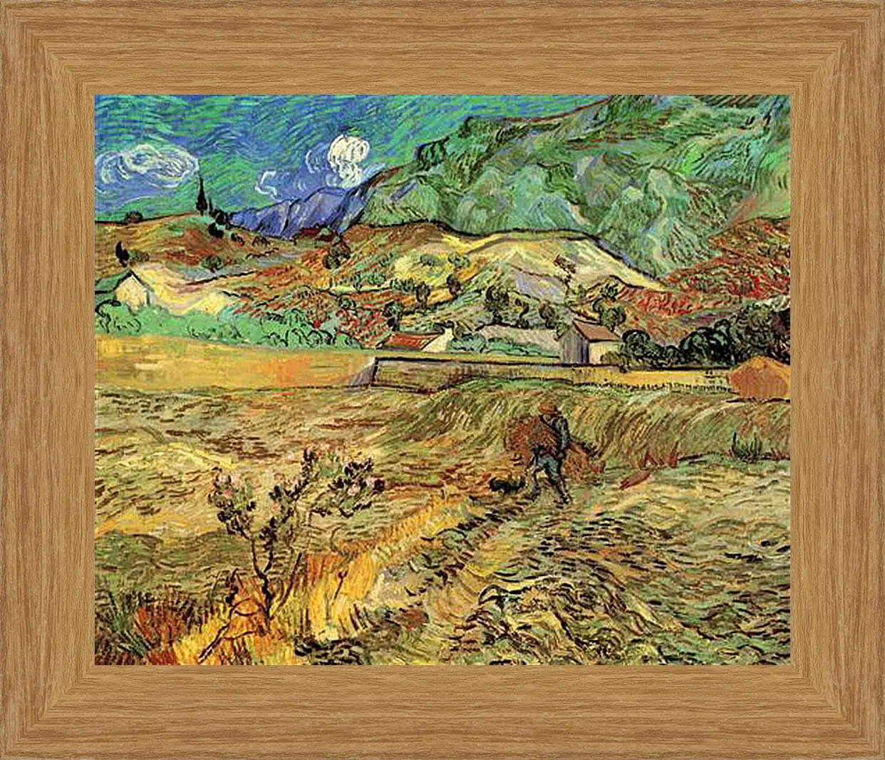 Картина в раме - Enclosed Wheat Field with Peasant. Винсент Ван Гог