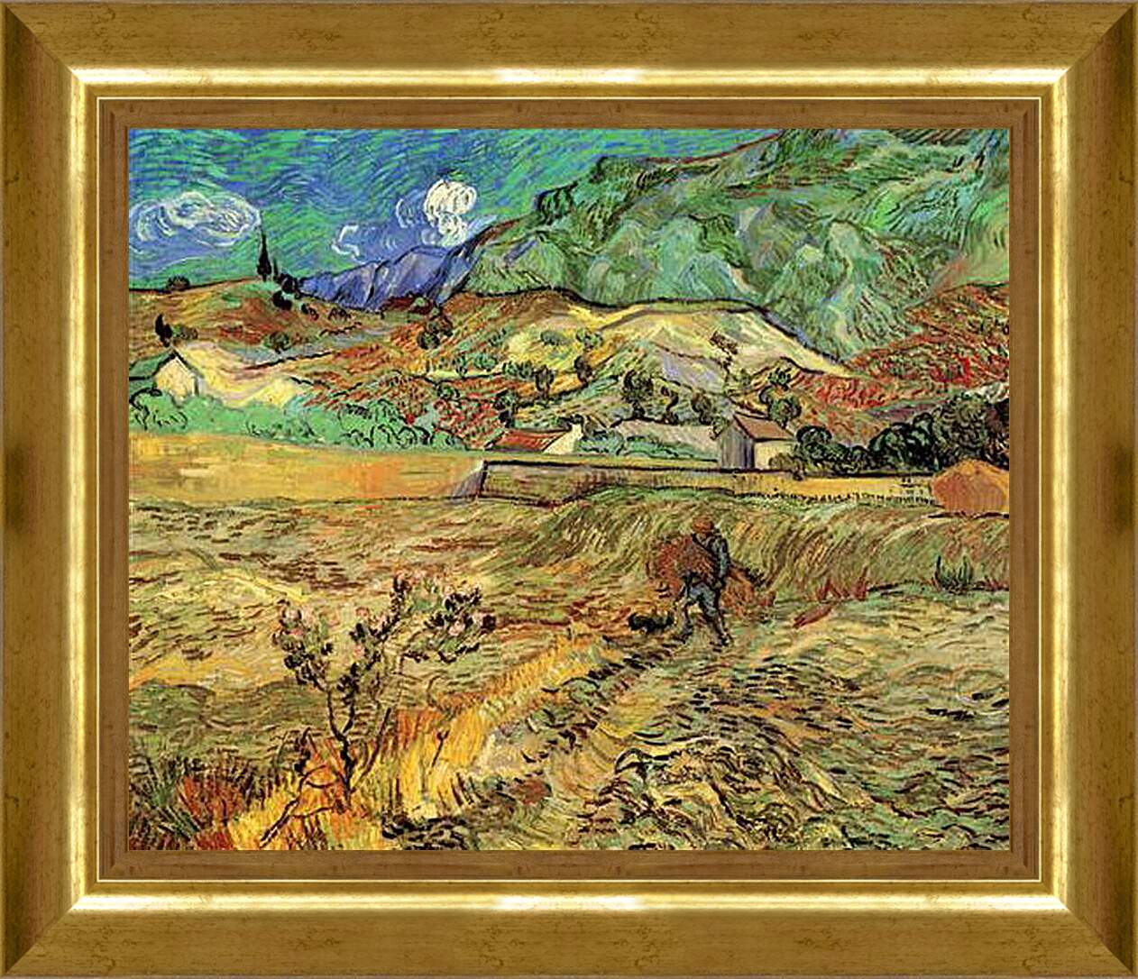 Картина в раме - Enclosed Wheat Field with Peasant. Винсент Ван Гог
