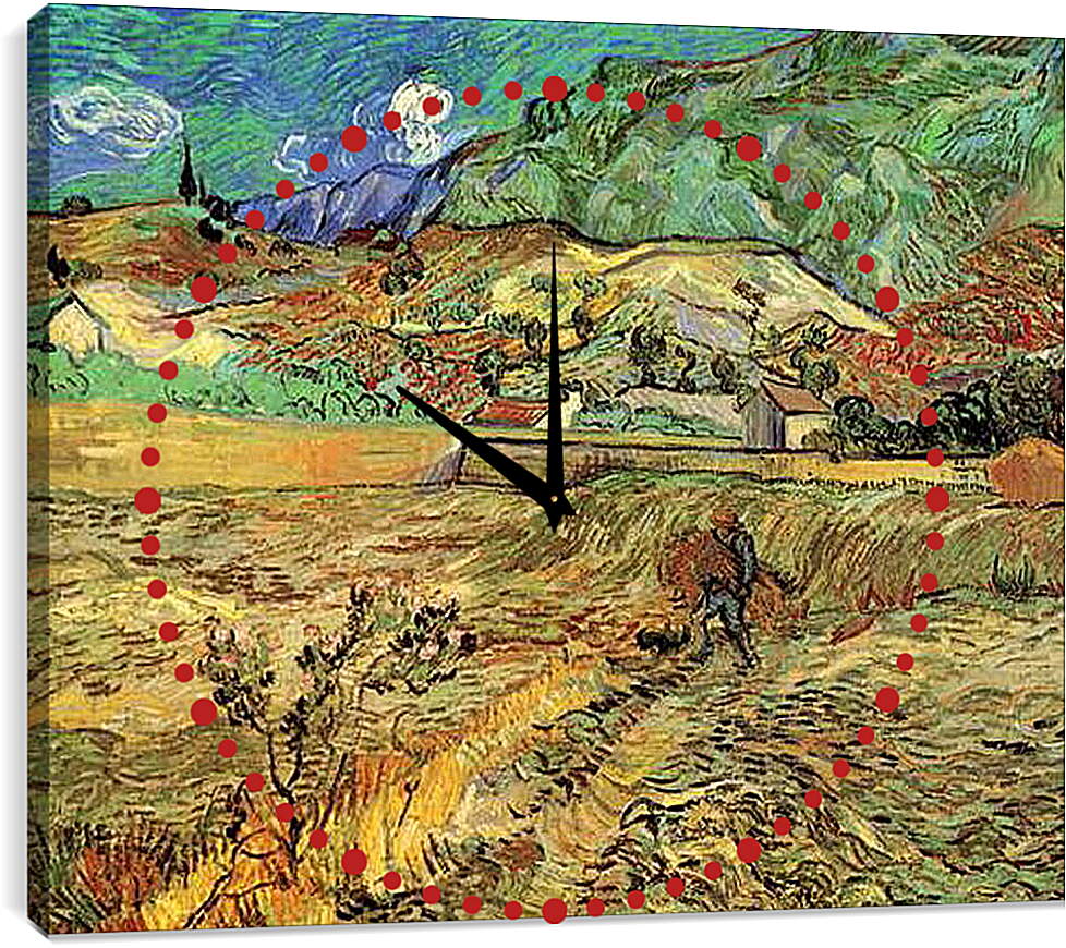 Часы картина - Enclosed Wheat Field with Peasant. Винсент Ван Гог