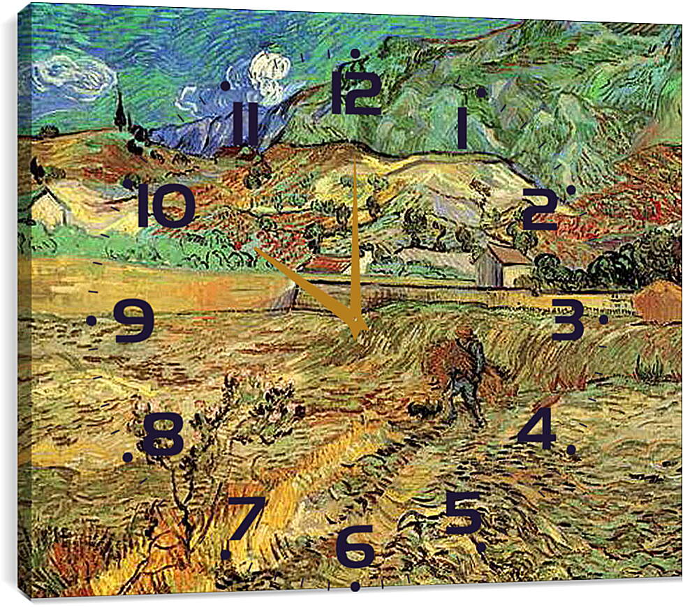 Часы картина - Enclosed Wheat Field with Peasant. Винсент Ван Гог