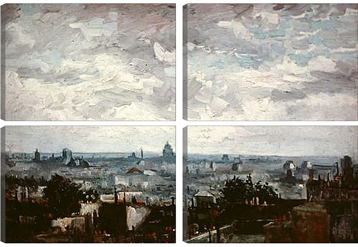 Модульная картина - View of the Roofs of Paris. Винсент Ван Гог