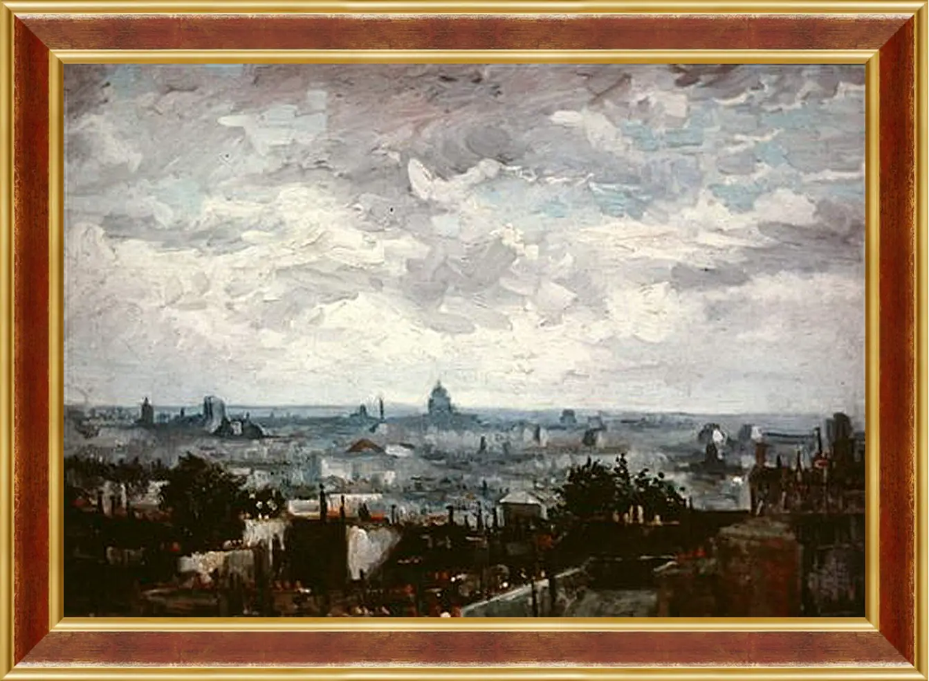 Картина в раме - View of the Roofs of Paris. Винсент Ван Гог