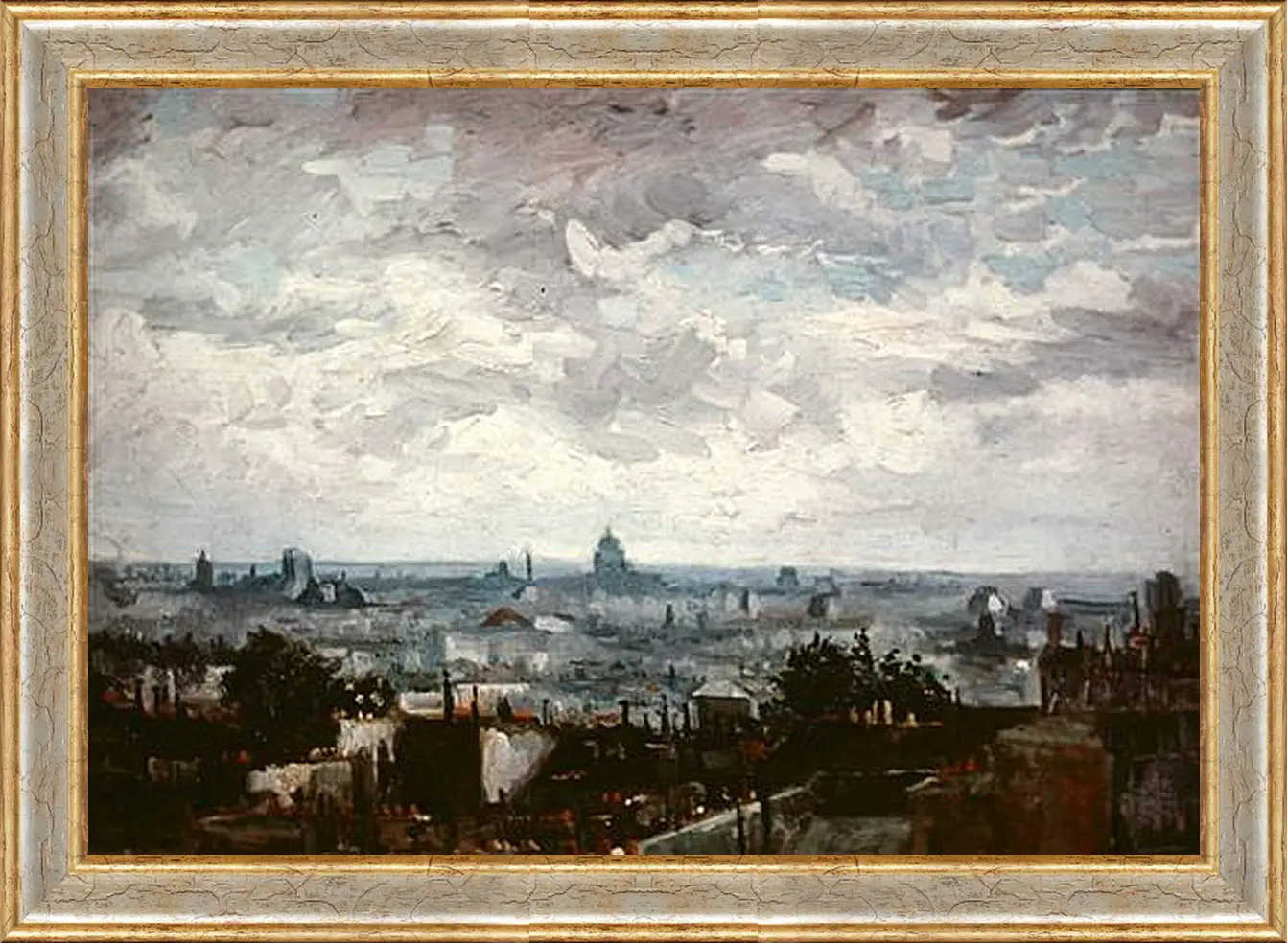 Картина в раме - View of the Roofs of Paris. Винсент Ван Гог
