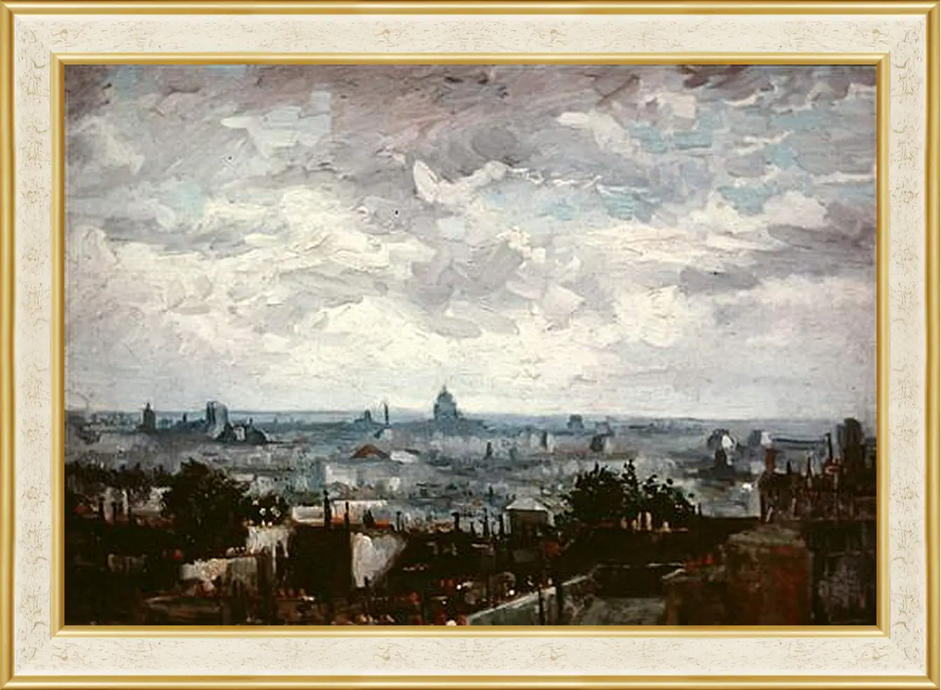 Картина в раме - View of the Roofs of Paris. Винсент Ван Гог
