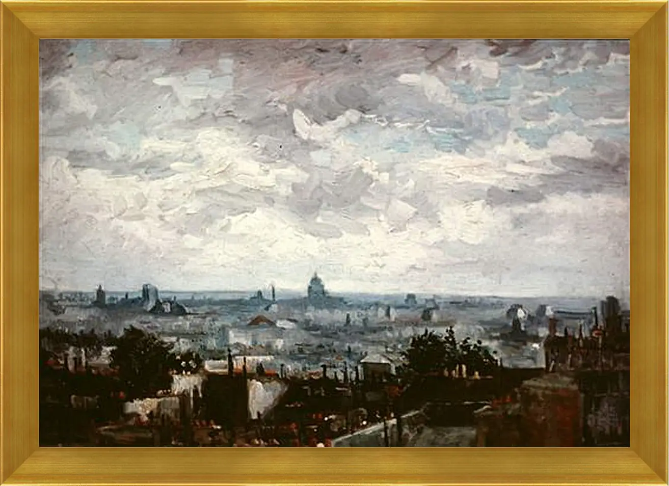 Картина в раме - View of the Roofs of Paris. Винсент Ван Гог