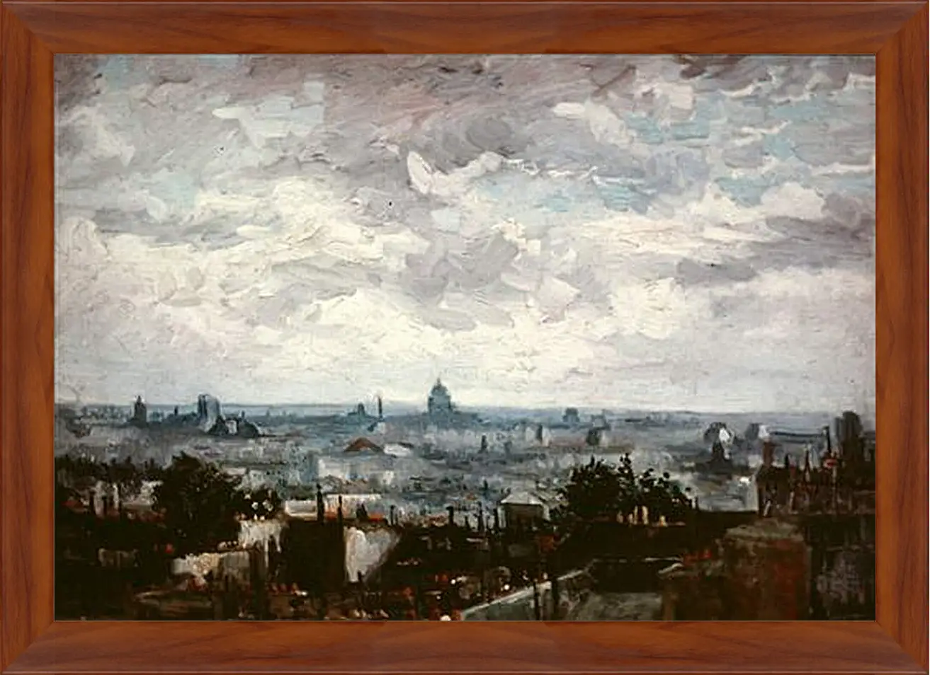 Картина в раме - View of the Roofs of Paris. Винсент Ван Гог