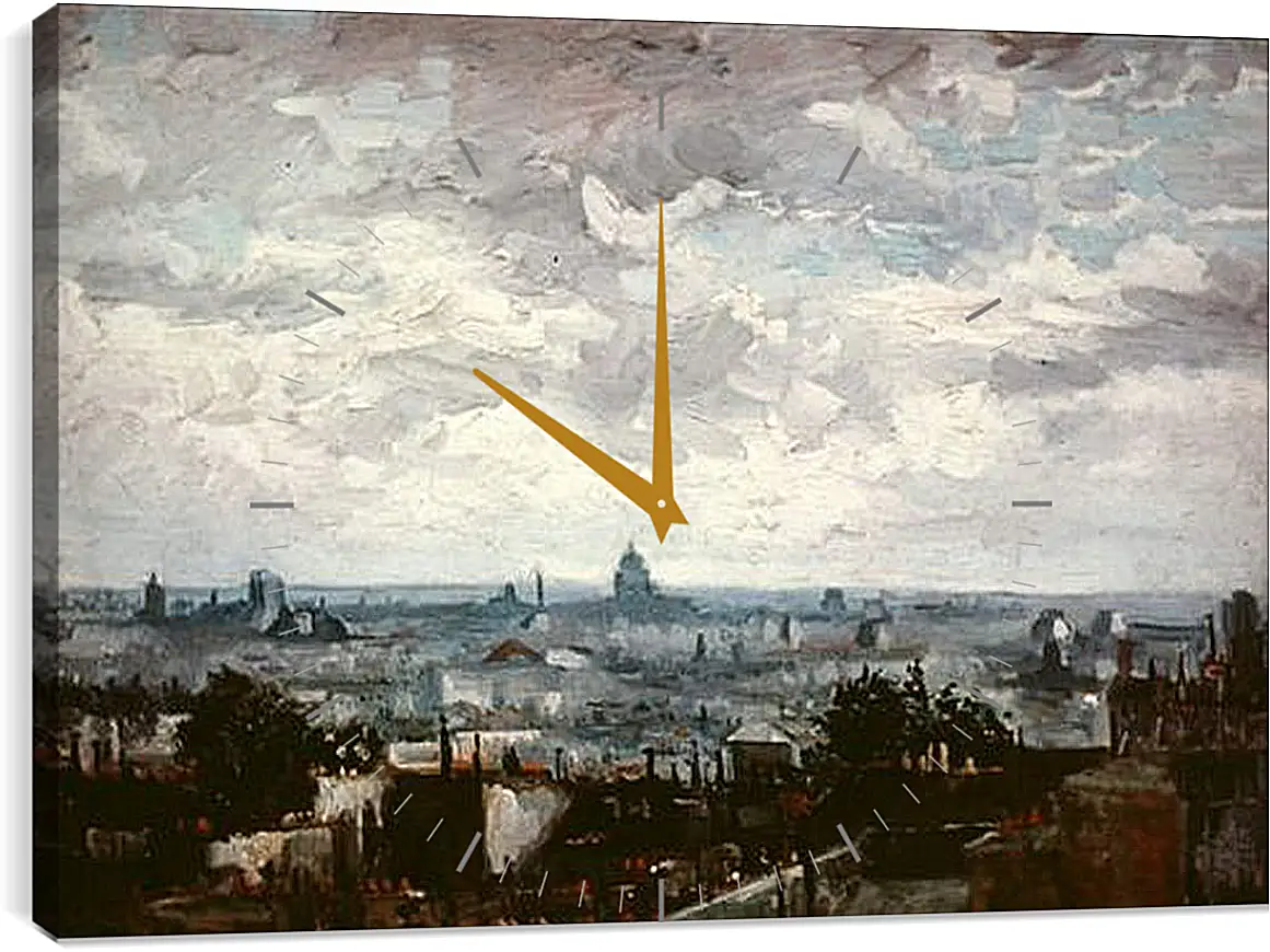 Часы картина - View of the Roofs of Paris. Винсент Ван Гог