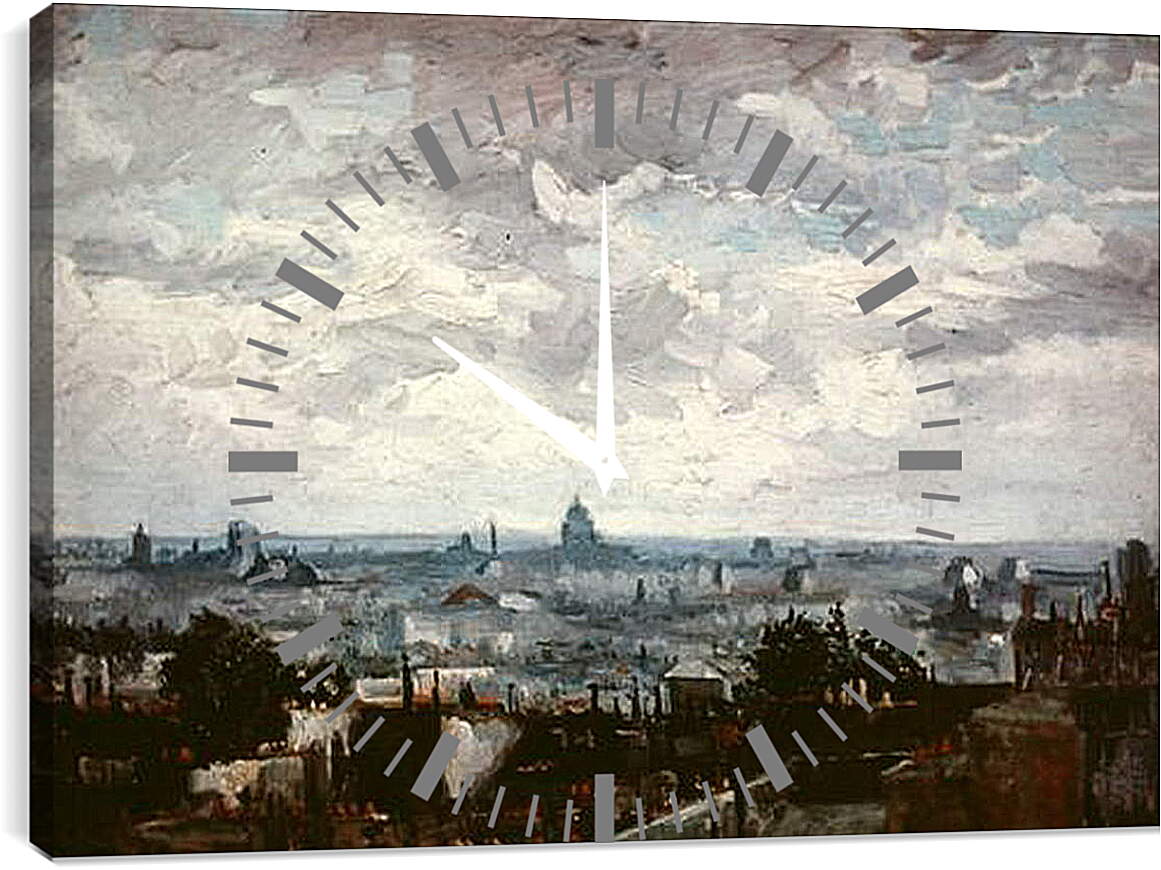 Часы картина - View of the Roofs of Paris. Винсент Ван Гог