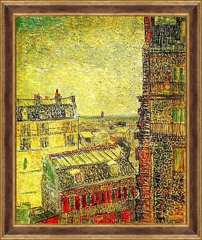 Картина в раме - View of Paris from Vincent s Room in the Rue Lepic. Винсент Ван Гог