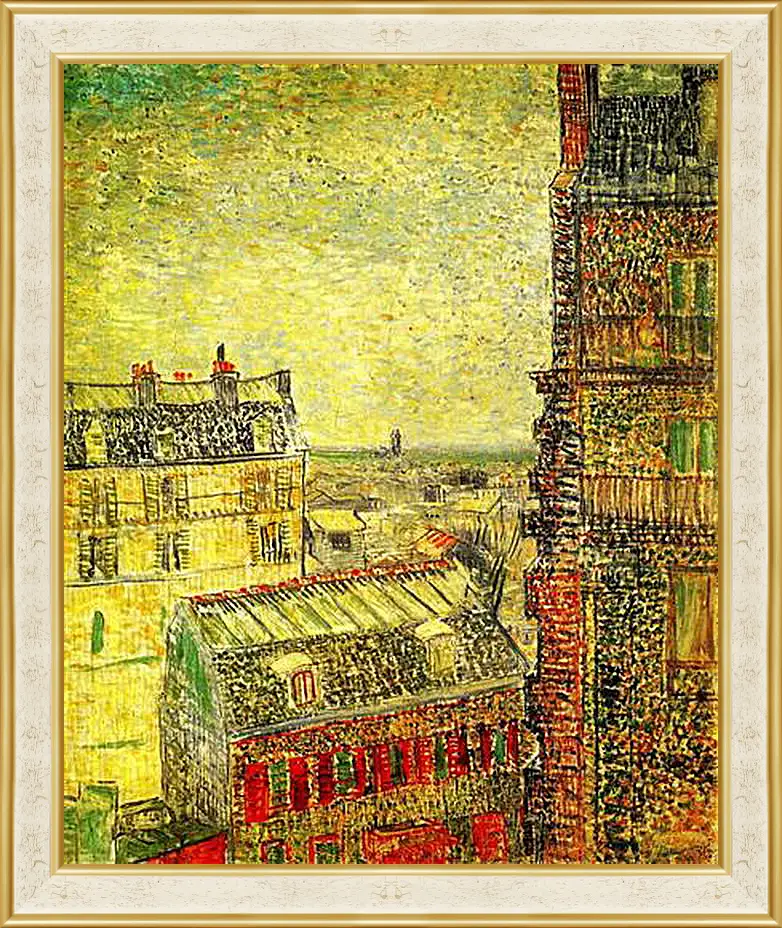 Картина в раме - View of Paris from Vincent s Room in the Rue Lepic. Винсент Ван Гог