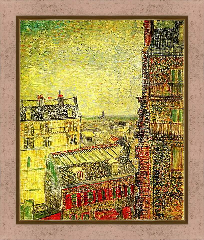 Картина в раме - View of Paris from Vincent s Room in the Rue Lepic. Винсент Ван Гог