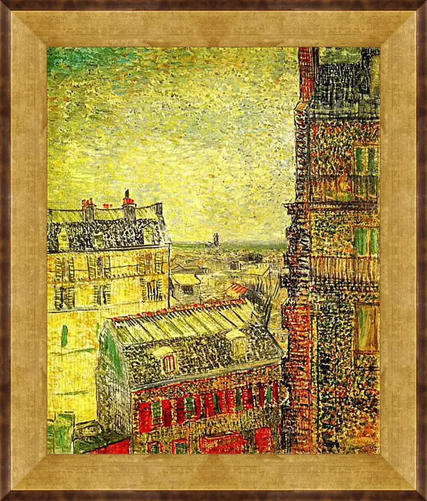 Картина в раме - View of Paris from Vincent s Room in the Rue Lepic. Винсент Ван Гог