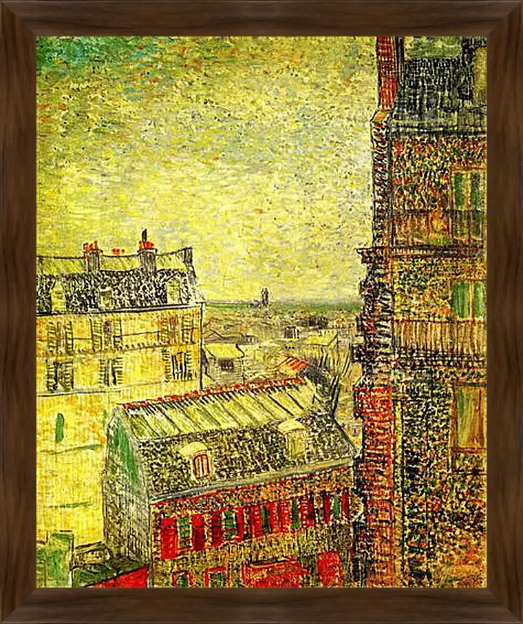 Картина в раме - View of Paris from Vincent s Room in the Rue Lepic. Винсент Ван Гог