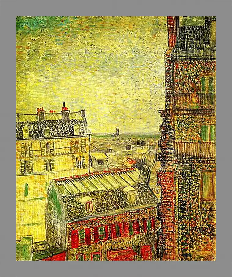 Картина в раме - View of Paris from Vincent s Room in the Rue Lepic. Винсент Ван Гог