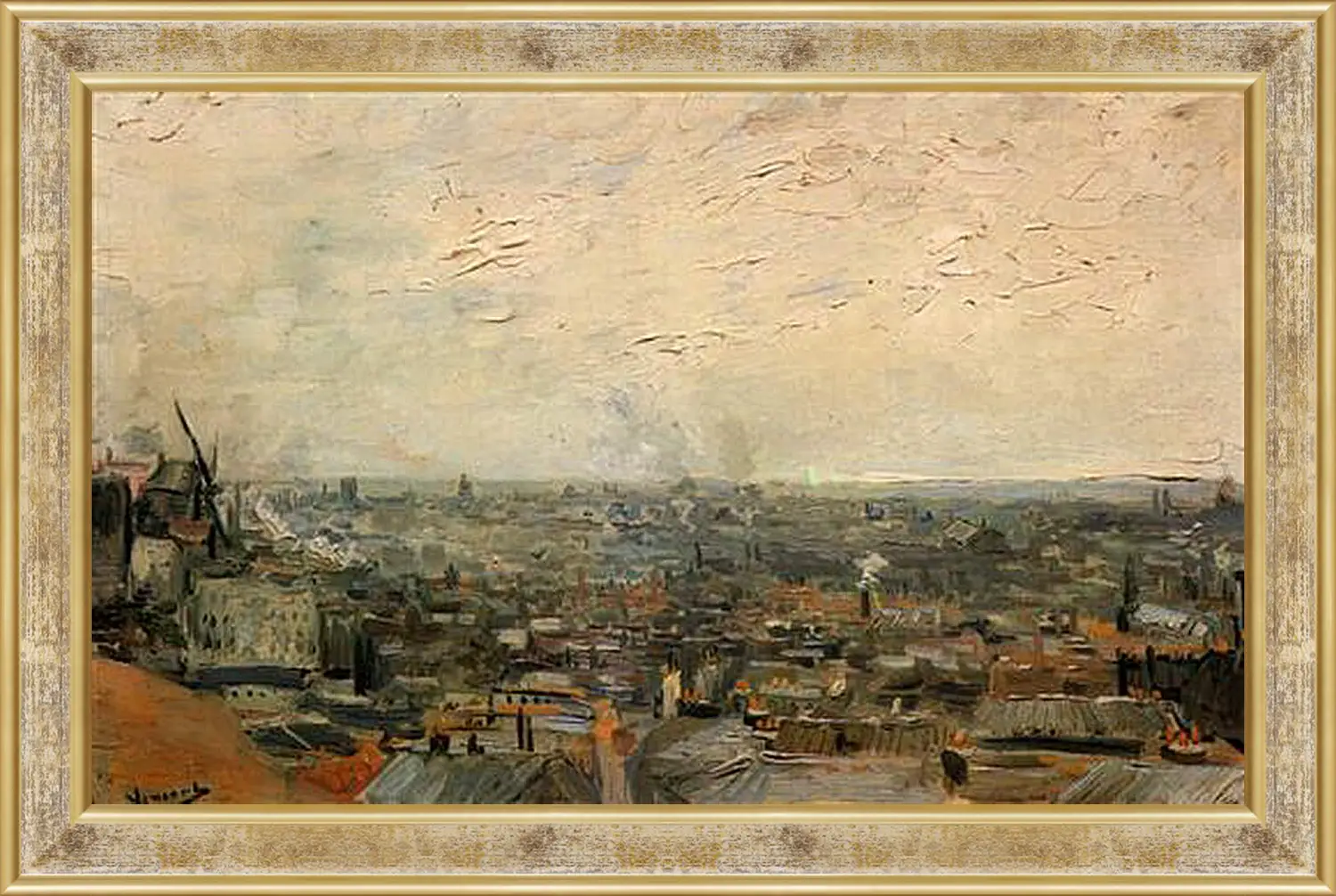 Картина в раме - View of Paris from Montmartre. Винсент Ван Гог
