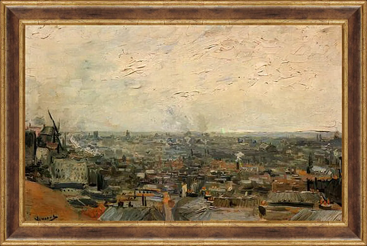 Картина в раме - View of Paris from Montmartre. Винсент Ван Гог
