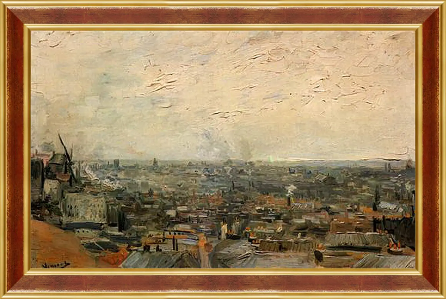 Картина в раме - View of Paris from Montmartre. Винсент Ван Гог