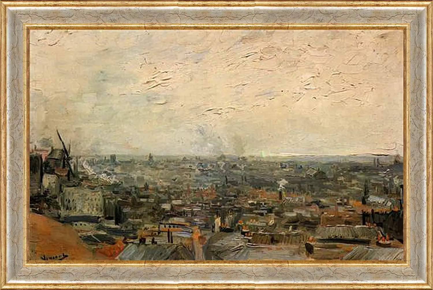 Картина в раме - View of Paris from Montmartre. Винсент Ван Гог