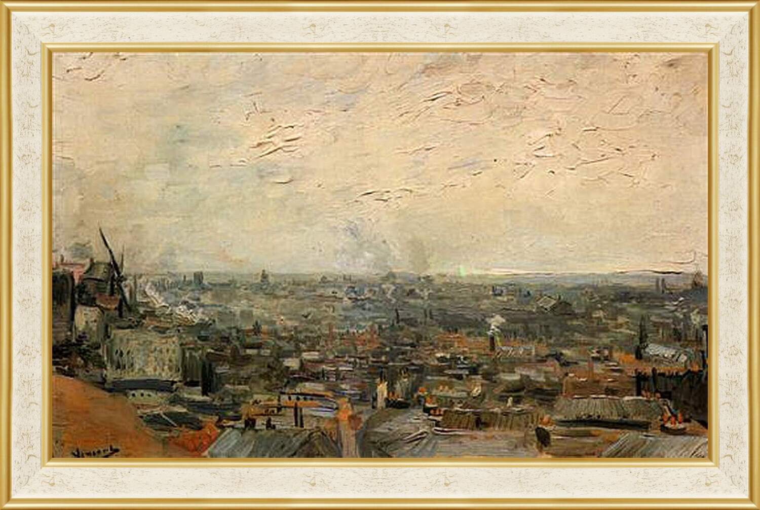 Картина в раме - View of Paris from Montmartre. Винсент Ван Гог

