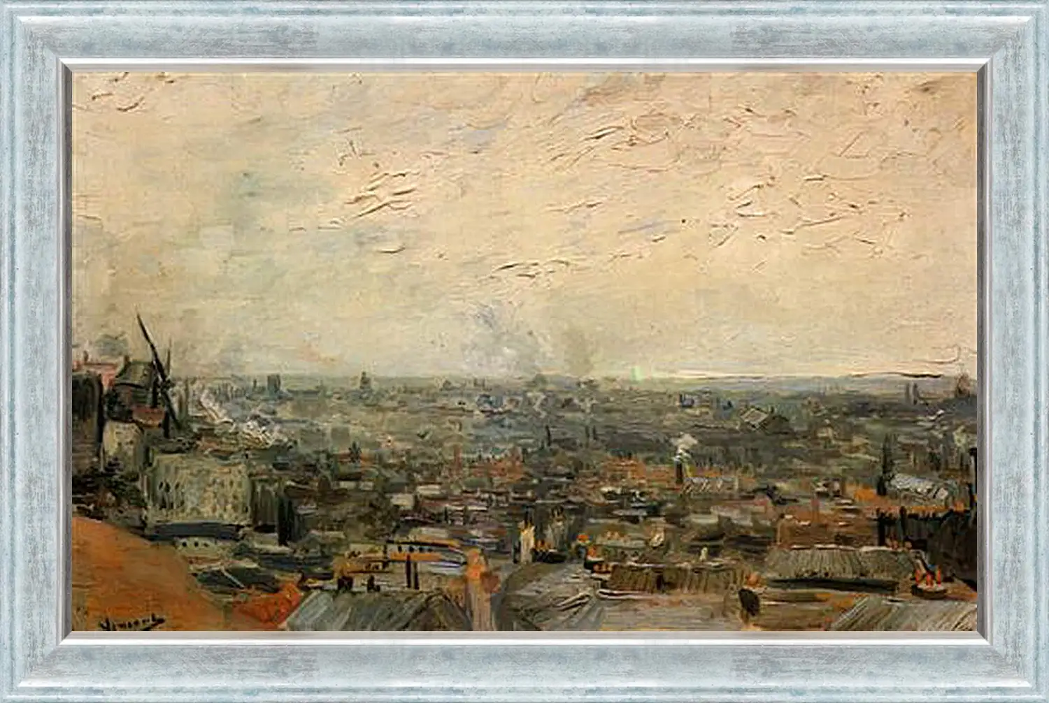 Картина в раме - View of Paris from Montmartre. Винсент Ван Гог