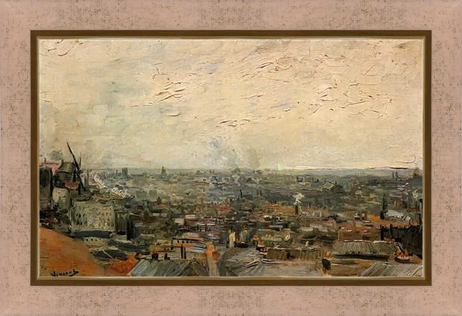 Картина в раме - View of Paris from Montmartre. Винсент Ван Гог
