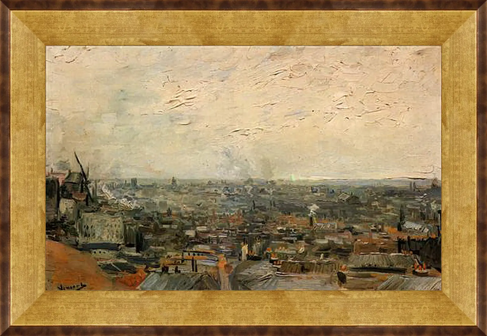 Картина в раме - View of Paris from Montmartre. Винсент Ван Гог
