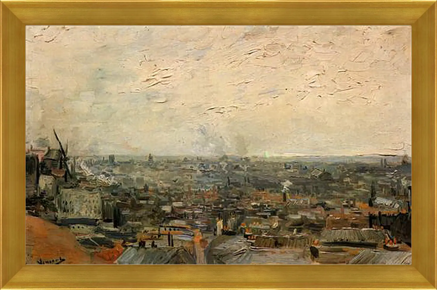 Картина в раме - View of Paris from Montmartre. Винсент Ван Гог